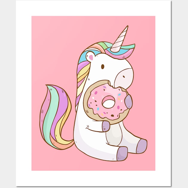 Unicorn with Donut Wall Art by Olya Yatsenko